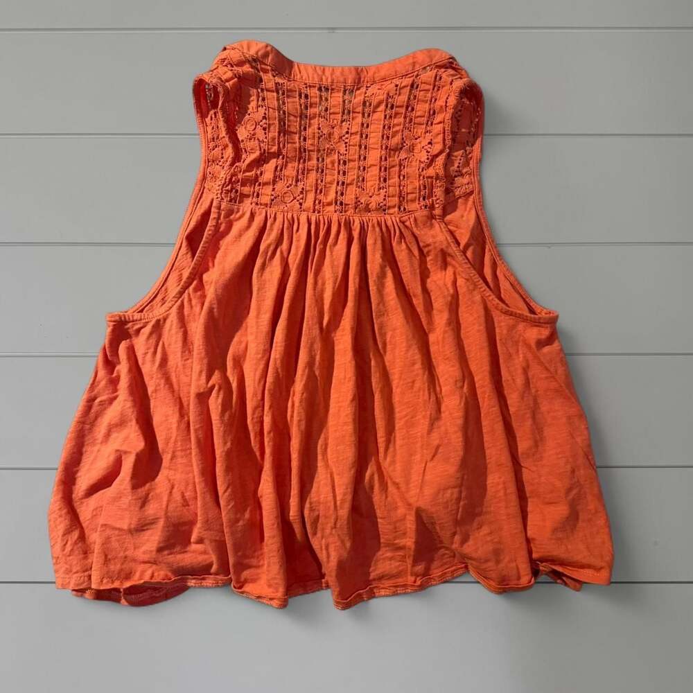 Free People Orange Lace Boho Babydoll Tank Top, Size Small - Picture 2 of 3